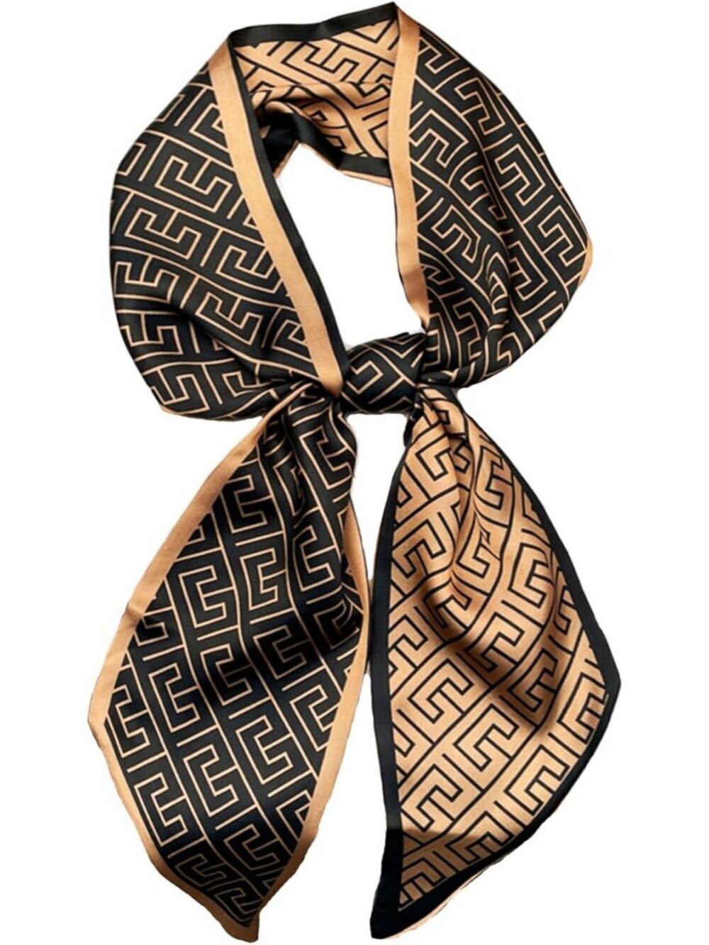 Women's Coffee Gold Head Fashion Scarves Long Skinny Silky Hair Bags Scarf